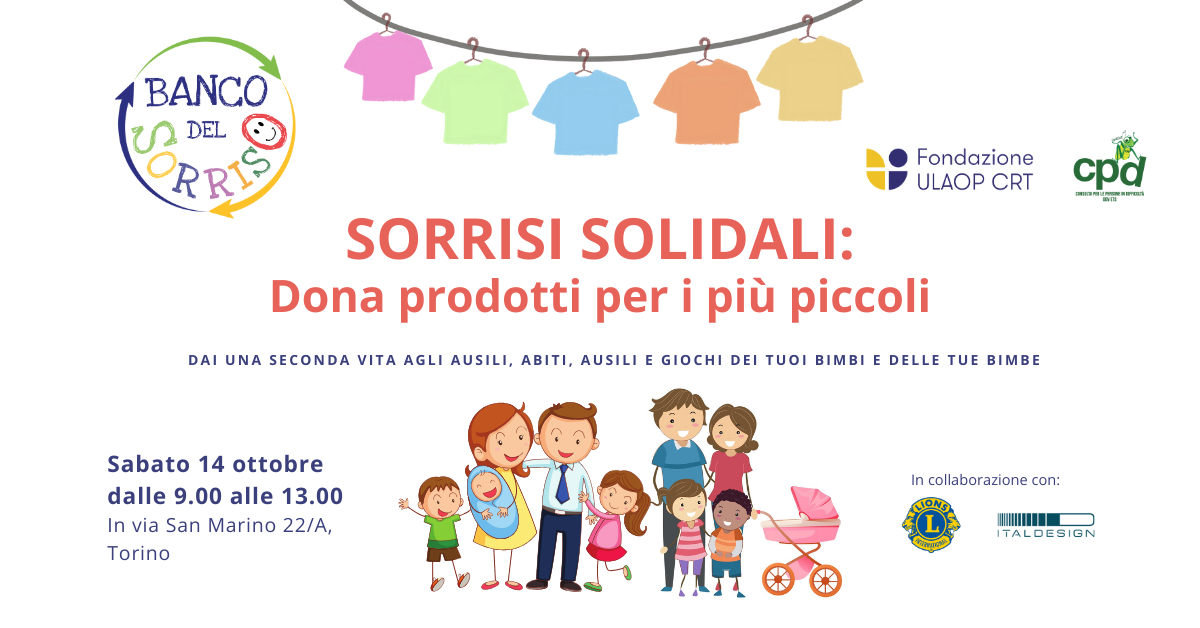 Featured image for “Sorrisi Solidali: Dai una seconda vita ad attrezzatura, abiti e giochi dei tuoi bimbi e delle tue bimbe”